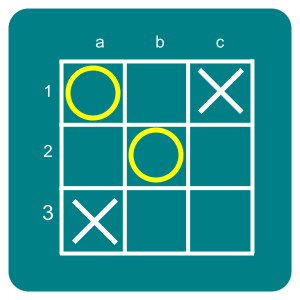 a) Example game winning in Tic-Tac-Toe when player O claims 3